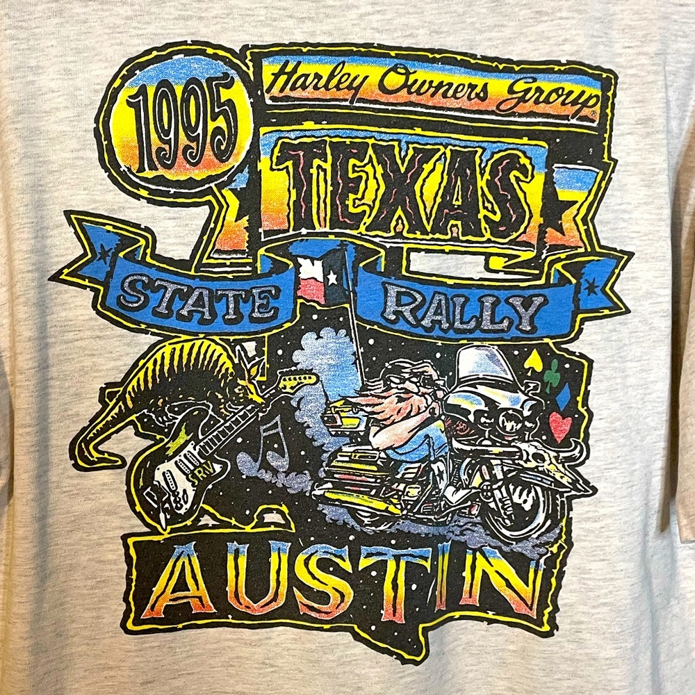 VTG 1995 Harley Davidson HOG rally Austin TX single stitch pocket tee sz L
